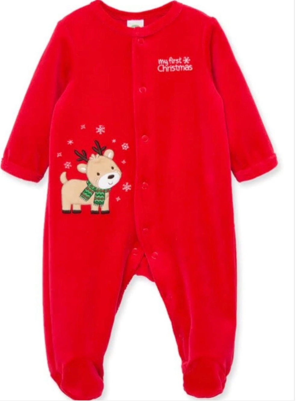 NWT‎ Little Me My First Christmas Velour Reindeer Footie Pajamas 6M